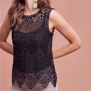 Anthropologie Deletta Lace Sleeveless Top (Black) S